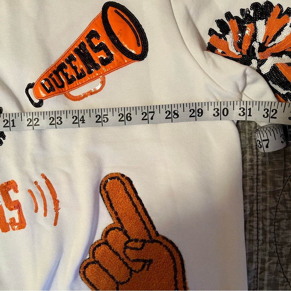 Queen of Sparkles - Orange & White Cheer Sweatshirt - XL - NWOT - Picture 8 of 9